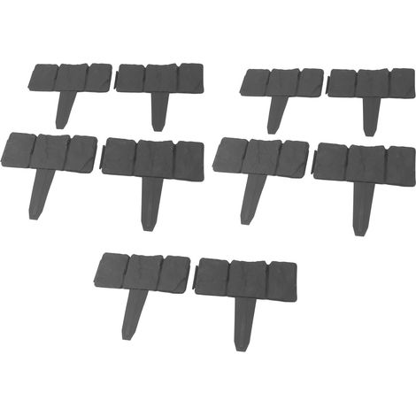 Lot de 10 bordures de jardin effet pierre pour massifs de fleurs et pelouses. (1/5)