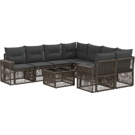Gartensofa-set 9 stk. Grau Poly-Rattan vidaXL (1/5)