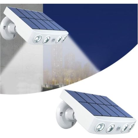 Lumière solaire puissante capteur de mouvement extérieur étanche jardin LED lampe solaire projecteurs pour chemin de jardin rue LED applique murale (Coquille blanche lumière blanche) (1/5)