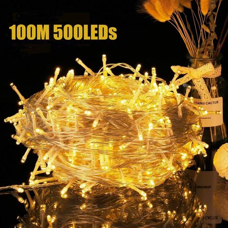 Avoalre Guirlande Lumineuse Extérieure 100M 500LED Guirlande Lumineuse LED 8 Mode Étanche IP44 Decoration Noël Extérieur Intérieur pour Sapin Maison Fête Mariage Jardin Blanc Chaud (1/5)
