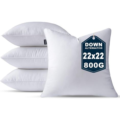 Coussins Garnissage 55 x 55 cm Lot de 4 Alternative au Duvet Décoratifs Grand 22 x 22 Pouces Coussins Carré Blancs Rembourrage Cushion Oreiller pour Canapé de Salon de Lit (1/5)