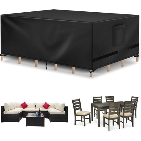 Housse imperméable et anti-poussière pour mobilier de jardin, noire, 120 x 120 x 74 cm, (1/4)