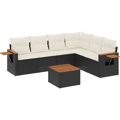 vidaXL Set Divani da Giardino con Cuscini 7pz Nero Polyrattan (1/5)
