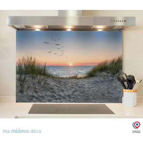 Fond de hotte : Dunes et mouettes 3 - Verre trempé - 90 cm - 60 cm (1/5)