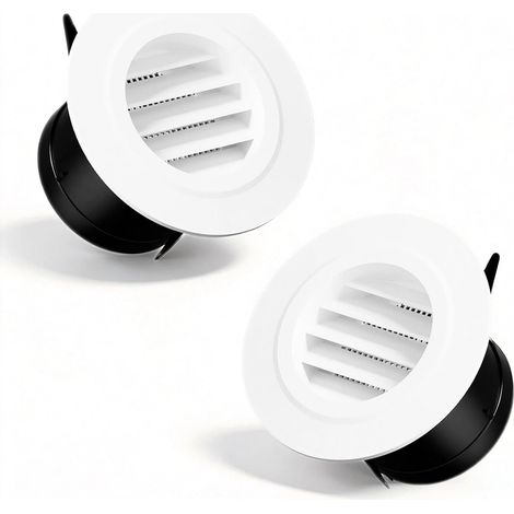 2 Pièces Grille Aeration 75 mm, Ventilatierooster en Plastique ABS, Blanc Grille Aération Ronde, Adapté pour la Cuisine Familiale, Le Camping-Car, Le Sous-Sol, la Salle de Bain (1/5)
