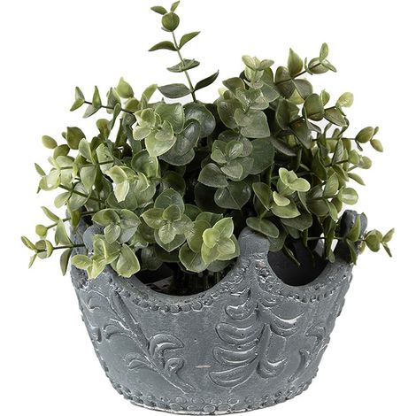 Pot de Fleurs Intérieur Forme Couronne en Pierre Grise Style Romantique 18 x 17 x 12 cm - PANGIVO