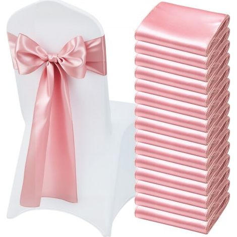 Fajas de Satén para Silla 50 Piezas, Lazos para Sillas 275 x 17 cm, Bandas para Sillones de Material Suave, para Decoración de Bodas, Ceremonias, Fiesta de Nacimiento, Banquetes, Oro Rosa (1/5)