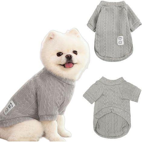 Pull tricoté pour chien et chat vêtement chaud en maille pour petit animal (1/4)