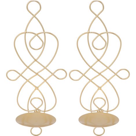 Lot de 2 appliques murales en fer pliables et résistantes à la déformation, style innovant, pour chambre ou salle à manger, couleur or. (1/5)