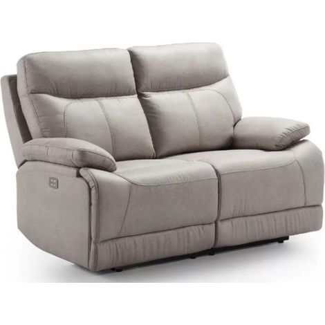 Canapé de relaxation électrique en microfibre Ducka-Beige-Système Electrique-3 places