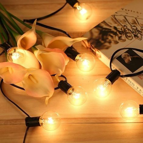 Lichterkette für den Außenbereich, verbindbar, 7,6 m, 25 G40-Glühbirnen mit 3 Ersatzbirnen für Partys, Gärten, Hochzeiten und Terrassen (1/4)