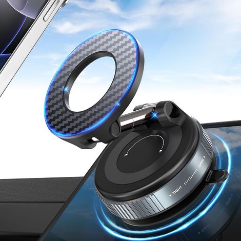 Support téléphone voiture ventouse + aimant – 360° rotatif – Pare-brise/tableau de bord