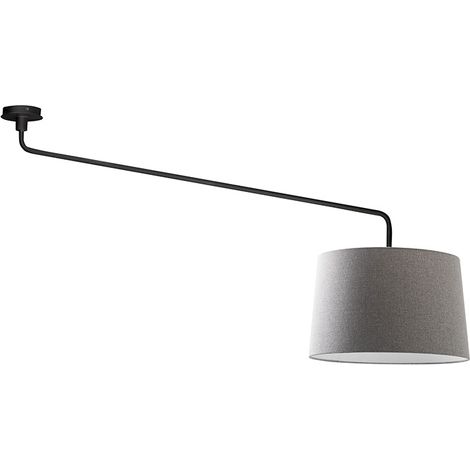 Vivien Plafoniera da Soffitto Nera con Paralume Conico Grigio E27 IP20 48cm - Design Moderno in Metallo e Tessuto per Interni - Rossini Group (1/5)