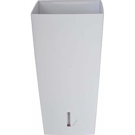 RIVIERA Pot de fleurs carré Eva New en plastique - 28 x 28 x H 52 cm - 31 L - Blanc (1/5)