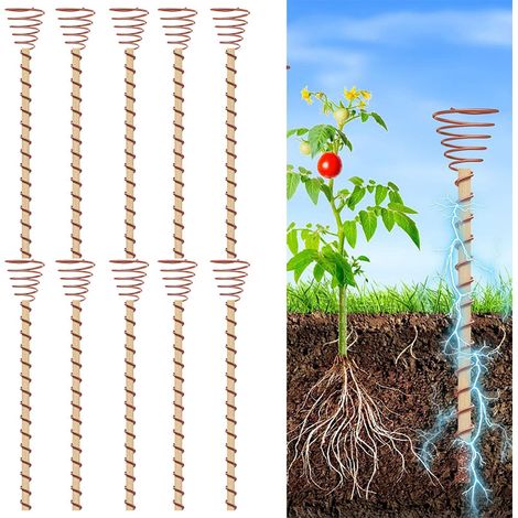 Ensemble de 10 piquets de plantes électriques en fil de cuivre, support de bobine d'antenne en cuivre pour plantation de jardin, 40cm (1/5)