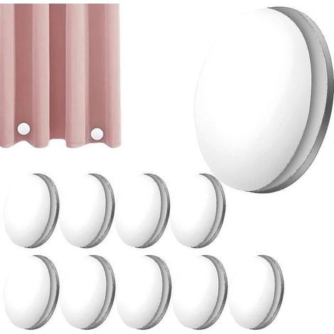 10 Stück leistungsstarke magnetische Duschvorhanggewichte, runde magnetische Vorhanggewichte, verhindern das Verrutschen des Vorhangfutters (1/5)