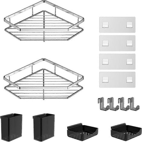 Étagère d'angle antirouille pour salle de bain et salon, rangement peu encombrant pour articles de toilette (1/5)