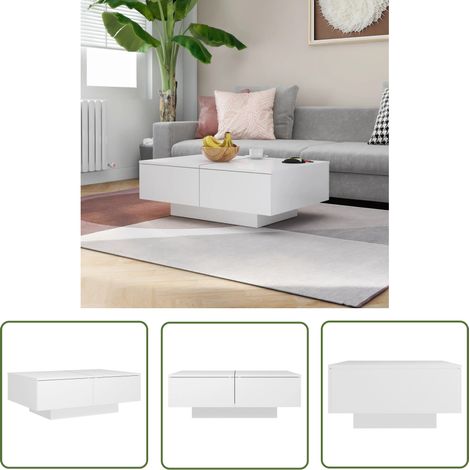 The Living Store Couchtisch Weiß 90x60x31 cm Holzwerkstoff - Couchtisch - Wohnzimmerstil - Weißer Couchtisch - Beistelltisch - Holzwerkstoff Möbel (1/5)