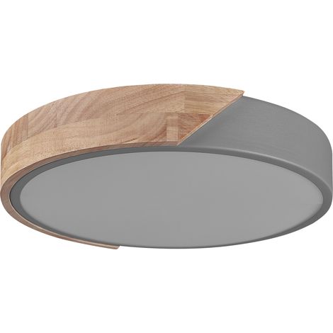 Lámpara de techo LED de metal gris madera clara acrílico moderno Pattani (1/5)