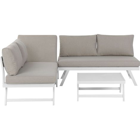 Garten Ecksofa mit Tisch 5-Sitzer COCCORINO Taupe Metall (1/5)