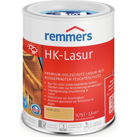 Remmers HK-Lasur 3in1 hemlock, 0,75 Liter, Holzlasur aussen, 3facher Holzschutz mit Imprägnierung + Grundierung + Lasur, Feuchtigkeit- und UV-Schutz