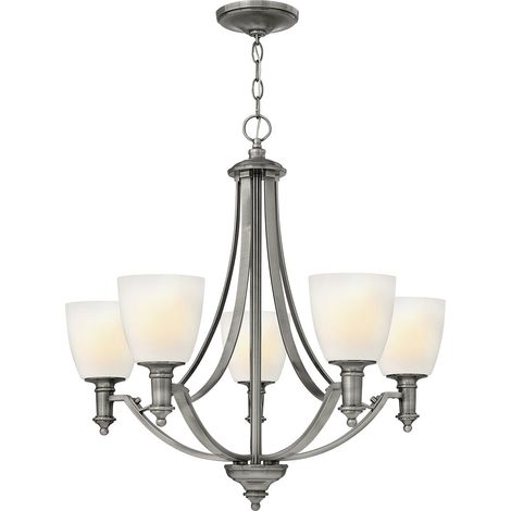 Elstead Truman - Lampadario a 5 luci multibraccio finitura nichel antico, attacco E27