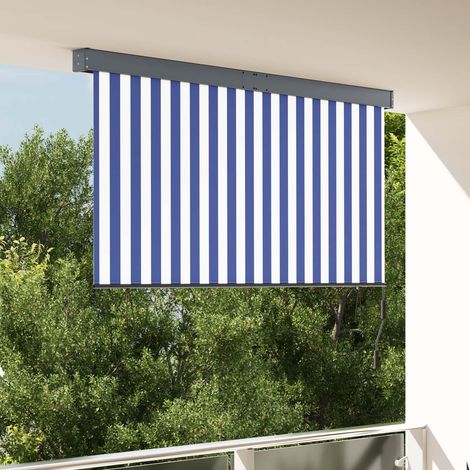 Store enrouleur Bleu et Blanc 180 x 250 cm Tissu et Aluminium (1/5)