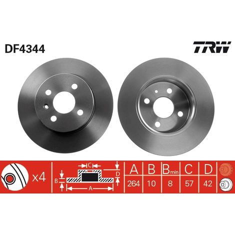 DISQUE DE FREIN ARRIÈRE DF4344 TRW (1/2)