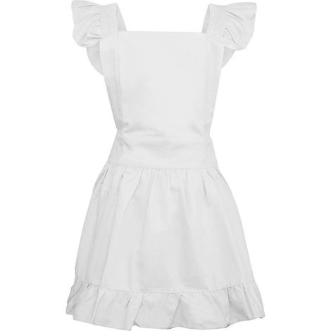 Retro-Schürze mit verstellbaren Rüschen, elegante und niedliche weiße Schürze, ideal zum Kochen, Backen, für Hausarbeiten, als Dienstmädchenkostüm, bezaubernde und verspielte Kellnerinnenschürze im Vi (1/4)