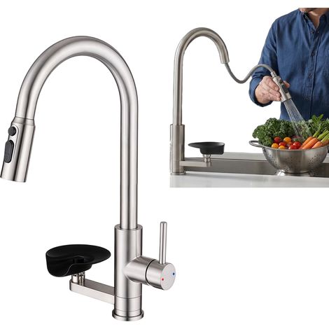 Brstheco Robinet Cuisine Mitigeur Évier Extractible Inox Brossé (1/5)