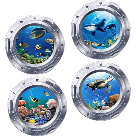 Stickers muraux 3D animaux marins SUPVOX autocollants en PVC (1/5)