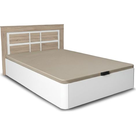 Pack Cama Canape Abatible Blanco 135cm + Cabecero Kiara Cambria y Blanco