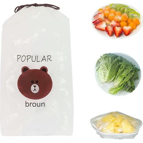 Lot de 300 sacs de conservation des aliments frais, couvercles élastiques jetables en plastique, couvercles de bol hermétiques, couvercles de bol réglables pour la famille, la cuisine, l'extérieur (1/5)