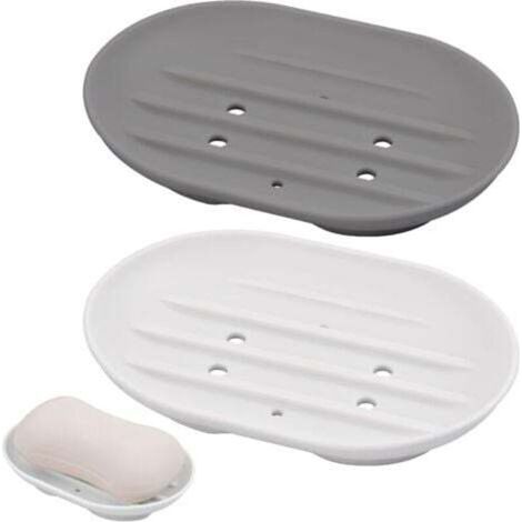 (2 pezzi, 11,5 x 8 cm) Portasapone in silicone con scolapiatti, portasapone ovale, portasapone antiscivolo, portasapone per doccia, bagno e cucina, mantiene il sapone asciutto e pulito