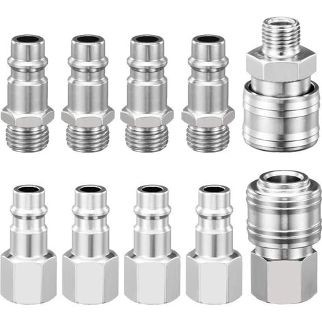 Raccord pneumatique rapide 1/4" BSP, lot de 10, buse de compresseur d'air européenne, raccord pour tuyau pneumatique (1/5)