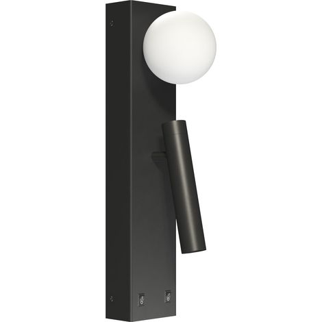 Applique murale LED Sphere Alp 20W 360° 3000K Noir mat - Spot inférieur orientable, Design sphérique moderne - Beneito & Faure