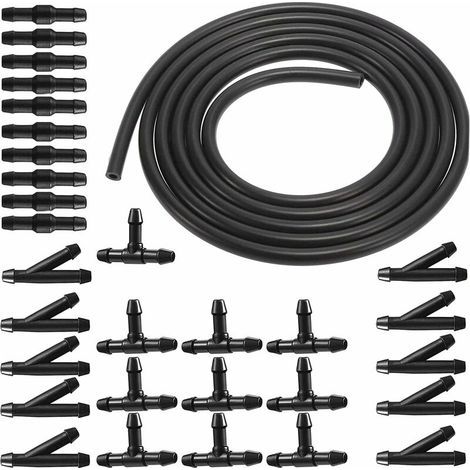 Kit de réparation de tuyau de liquide de lave-glace noir de 3 m, tuyau de système de lave-glace, tuyau automobile, tuyau isolant, tuyau de système de lave-glace universel avec connecteur de tuyau de 3 (1/4)