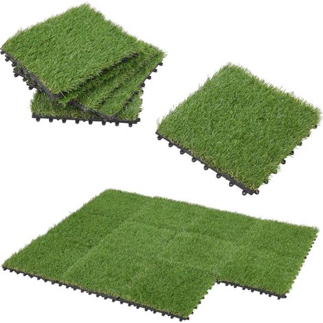 Juego de 11 losetas de césped artificial entrelazadas aprox. 1 m² 30 x 30 x 2,2 cm 030006876 (1/5)