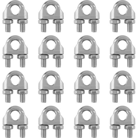 16 x Steel Cable Ties 10mm M10 Stainless Steel Cable Ties U-Bolt Shape Cable Ties for Steel Cables, Steel Wires, Ropes, Silver (1/5)