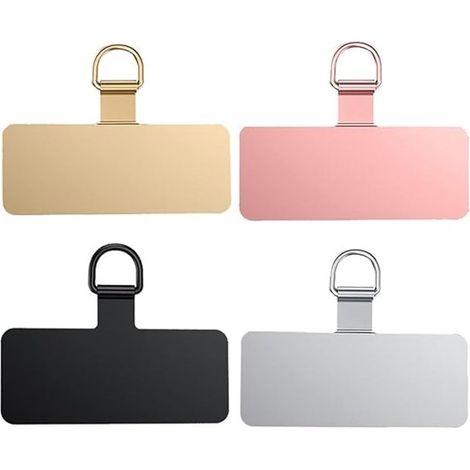 Lot de 4 attaches métalliques pour cordon, 4,8 x 2,8 cm, alliage, design fin, compatible coque, téléphone portable (1/5)