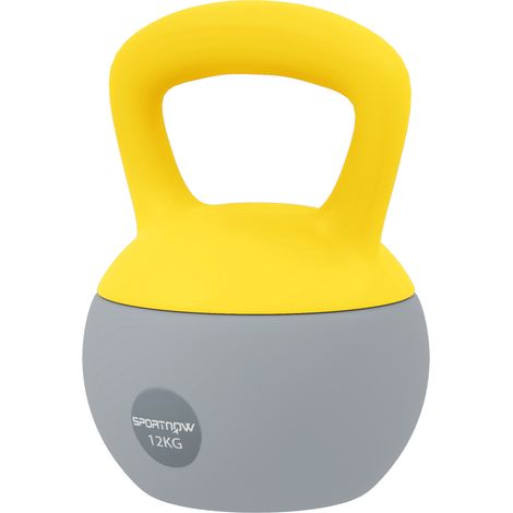 12KG Soft Kettlebell, Kettlebell with Non--Slip Handle for Home Gym, Weight Lifting, Strength Training, Yellow/Grey (1/5)