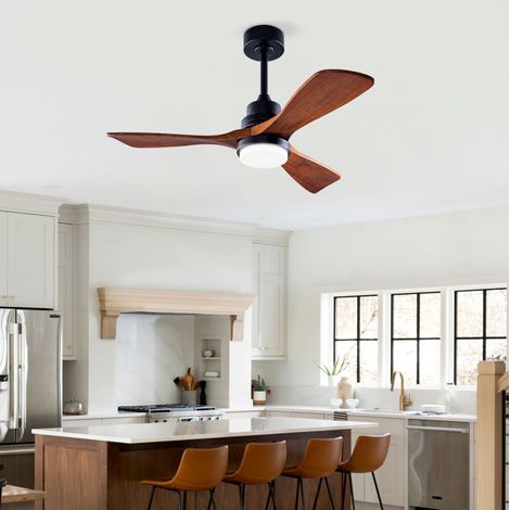 42-Zoll-Deckenventilator mit Licht, reversiblem DC-Motor, Schwarz/Dunkelnussbaum HAVRYA (1/5)