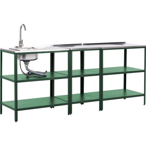 3 Piece Outdoor Kitchen Set with Sink VILAMA Metal Green