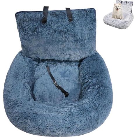 Siège auto moelleux pour animaux - panier pour chien - coussin pour chien - lit pour chien - Siège auto confortable pour chien - Tissu - Bleu-gris (1/5)