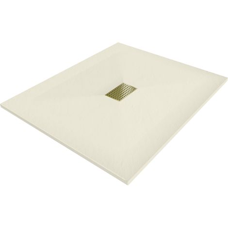 Mexen Hugo rechteckige Duschwanne SMC 120 x 100 cm, beige, Abdeckung gold - 42691012-G (1/5)