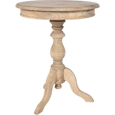 Tavolino rotondo in legno massello di mindi 64 × 50 cm 100009137