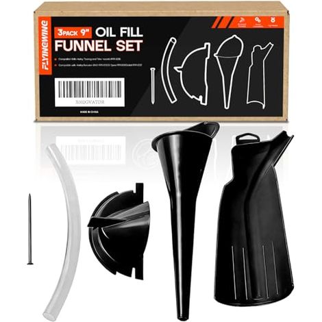 Lot de 3 entonnoirs remplissage d'huile pour carter vilebrequin 22,4 cm Harley Touring Road King Street Glide Sporster Dyna (noir) - (1/5)