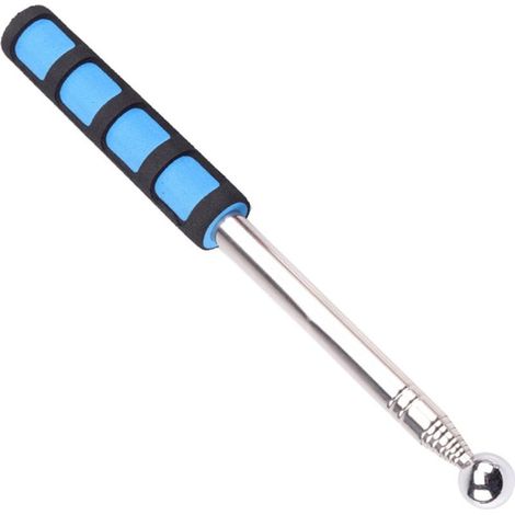 Marteau de détection de carrelage télescopique bleu avec tige en acier inoxydable de 1,6 m avec poignée antidérapante en éponge pour inspection de cavité murale (1/5)