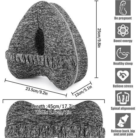 Oreiller pour genoux pour dormir sur le côté, oreiller orthopédique pour les jambes, oreiller ergonomique avec ceinture, oreiller en mousse à mémoire de forme pour dormir sur le côté