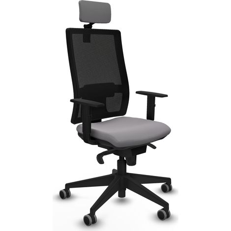 Horna sincro malla negra similpiel gris brazos 1D base piramidal cabecero 2D ruedas 65mm engomadas (1/5)